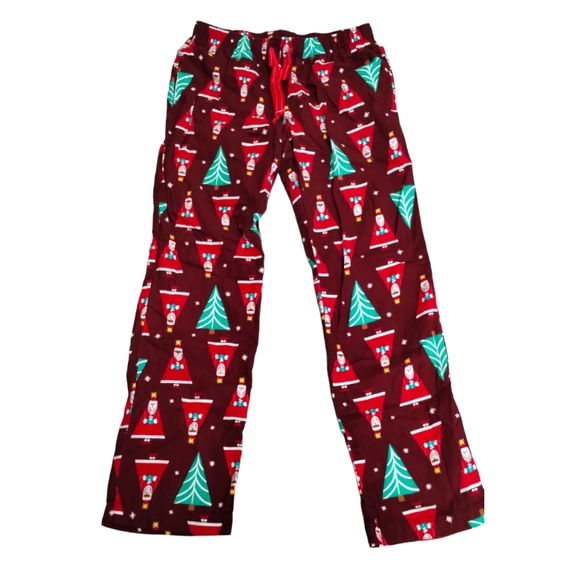 Old Navy Red Santa Tree Printed Flannel loungewear Pajama Bottoms Women small - Picture 1 of 7